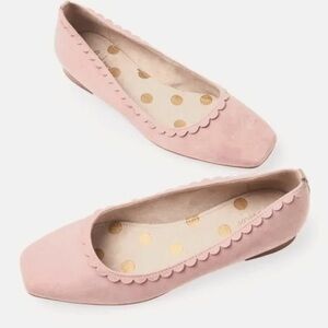 BODEN Olive Suede Ballerina Flats in Milkshake Pink EU Size 41 US Size 9.5